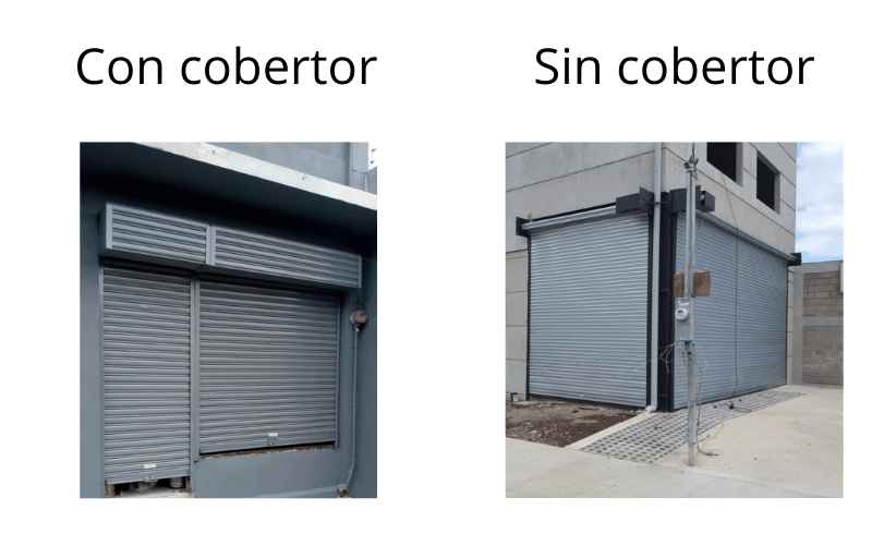 Comparativa de cortinas metálicas con cobertor de rollo y sin cobertor